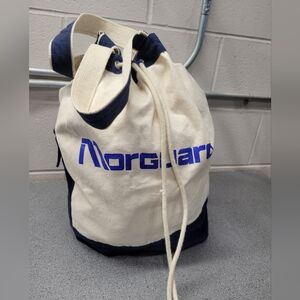 Morguard California style Canvas Drawstring Duffel Bag Cream Navy